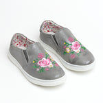 Wojtyłko Girls' Gray Floral Sneakers | 3BA1039-G