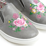 Wojtyłko Girls' Gray Floral Sneakers | 3BA1039-G