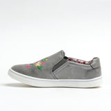 Wojtyłko Girls' Gray Floral Sneakers | 3BA1039-G