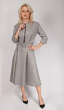 Fall Velour Casual Dress with Belt and Front Zipper | HAL-74
