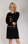 Black Tunic with Golden Leaf Print | HAL-77