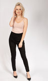 Italian-style Black Velour Feel Leggings | HAL-83