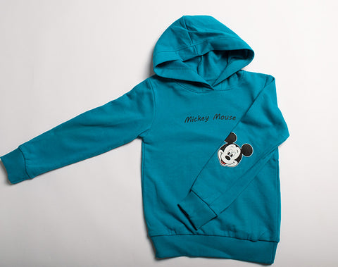 Boys' Ocean Blue Hoodie with Mickey Mouse Print | HAL-107