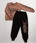 Boys' Brown Sweatshirt and Black Pants Set - The Young Boss | HAL-104