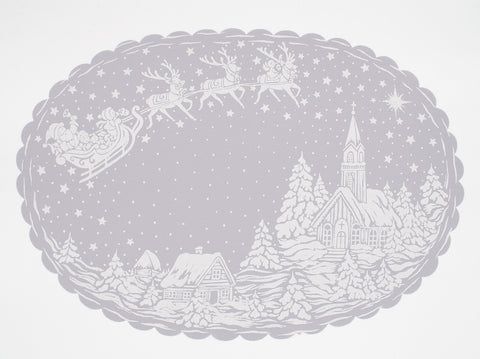Christmas Modern Gray Accent Table Cloth with Santa Print | DA1366-G
