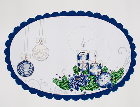 Christmas Navy Blue Accent Table Cloth | DA1358-2