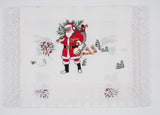 Christmas White Table Runner with Santa Print 15.74 x 62.99 in | H9476-2