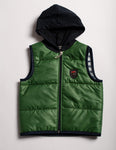 Boys' Dark Green Hooded Vest | HAL-108