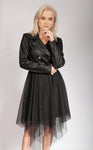 Black Rock Style Eco Leather Dress with Tulle | HAL-98