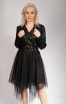 Black Rock Style Eco Leather Dress with Tulle | HAL-98