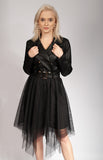 Black Rock Style Eco Leather Dress with Tulle | HAL-98