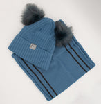 Kids Insulated Winter Hat with Two Pompoms and Tube Scarf Set 6-12 years | 0779BE