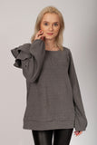 Women's Ruffled Ribbed Sweatshirt | HAL-152