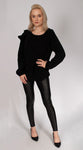 Women's Ruffled Ribbed Sweatshirt | HAL-152