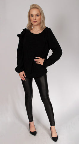 Women's Ruffled Ribbed Sweatshirt | HAL-152