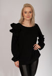 Women's Ruffled Ribbed Sweatshirt | HAL-152