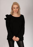 Women's Ruffled Ribbed Sweatshirt | HAL-152