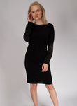 Italian-style Black Dress with Sparkling Sleeves | HAL-153