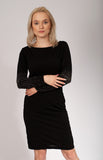 Italian-style Black Dress with Sparkling Sleeves | HAL-153