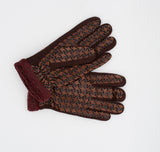Women's Warm Printed Brown Gloves | HAL-169-BR