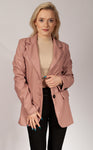 Dusty Pink Eco-leather Blazer | HAL-177
