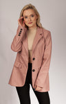Dusty Pink Eco-leather Blazer | HAL-177