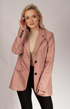 Dusty Pink Eco-leather Blazer | HAL-177