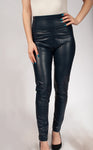 Dark Blue Insulated Eco Leather Leggings with Croc Print | HAL-162-DB
