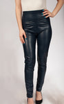 Dark Blue Insulated Eco Leather Leggings with Croc Print | HAL-162-DB
