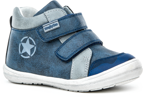 Wojtyłko Boys' Blue and Light Gray Sneakers with Star Print | 3T23002-B