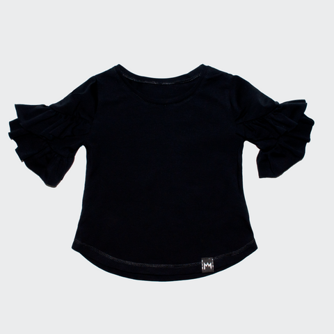 Girls' Black Shirt with Frills | S-110-BL