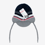 Dark Blue and Gray Beanie with Visor, 1-3 Years  | 36/038-DBG