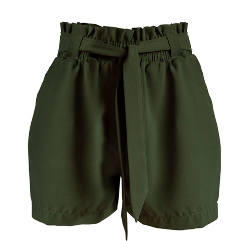 Women's Khaki Shorts with Belt | 28031-DGR