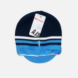 Dark Blue Printed Beanie with Visor, 1.5-4 years | 36/067-DB