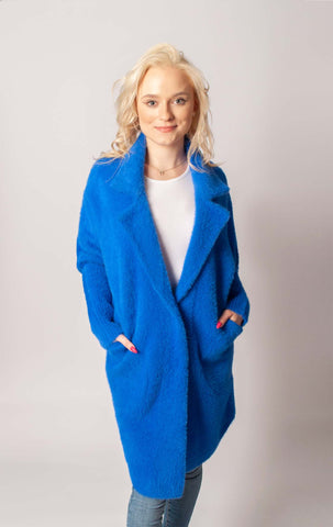 Classic Royal Blue Alpaca Coat | W-102