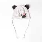 Light Gray Cotton Beanie with Ears and Minnie Mouse Print ~ 0-6 months | 44/006-LG