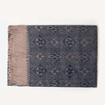 Dark Blue Printed Scarf with Fringes | 98272-1-DB