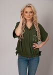 Italian-style Dark Green Shirt with Print  | 24D328-DGR