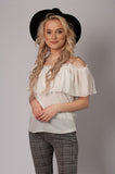 Italian-Style White Top with Chain Strap and Frills  | 24A3017-W