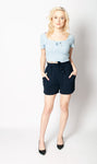 Navy Blue Shorts with Tie Belt | BH-S72-2-DB