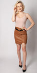 Italian Style Brown Eco-leather Skirt with Belt | 45B1649