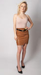 Italian Style Brown Eco-leather Skirt with Belt | 45B1649