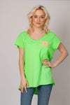 Italian-style Neon Green T-shirt with CC Patch | 54A3029-NGR