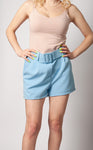 Italian-Style Light Blue Shorts with Belt | 45E726-B