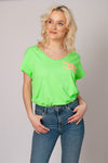 Italian-style Neon Green T-shirt with CC Patch | 54A3029-NGR