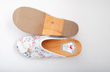 White Leather Clogs with Floral Pattern - DREWNIAKI | WU-239