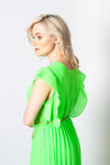 Italian-style Neon Green Long Dress with Frills | 12C2011-LGR