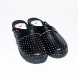 Black Leather Clogs - DREWNIAKI | WU-303