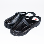 Black Leather Clogs - DREWNIAKI | WU-303