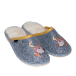 Boy's Gray Printed Leather Insulated Slippers | WU-323